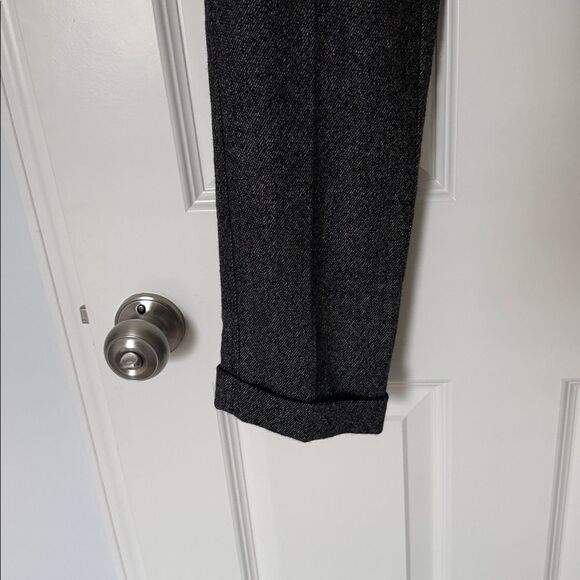 NWT. Madewell Buckley Tailors Black and White Herringbone Paperbag Pants - Picture 3 of 11